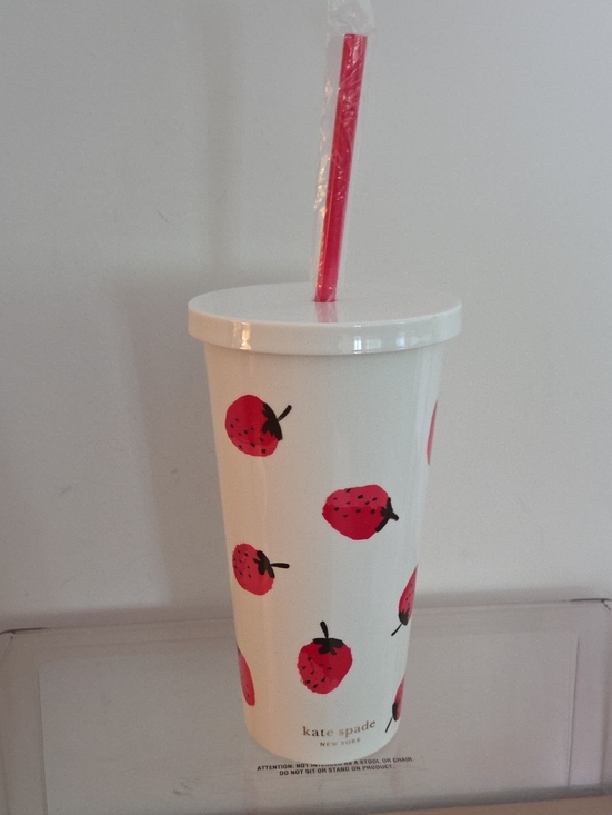 kate spade Other - Kate Spade Drink Cup/Tumbler with Strawberry Accents...NWT